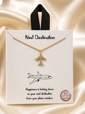 18K Gold Dipped Airplane Pendant Necklace - “Next Destination”